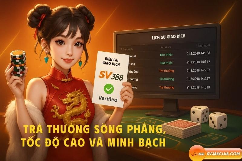 SV388 cam kết trả thưởng sòng phẳng, tốc độ cao, minh bạch từng giao dịch.